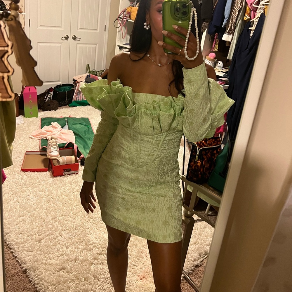 Green ASOS Lux statement mini dress